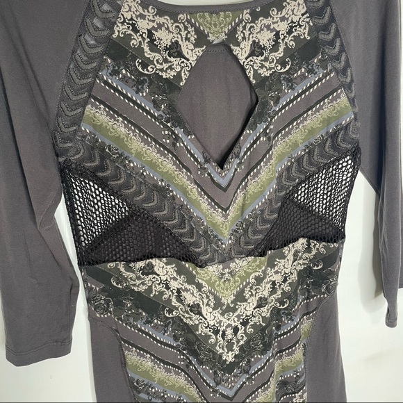 Free People Out Of Africa 3/4 Sleeve Body con Mini Dress - Picture 9 of 9